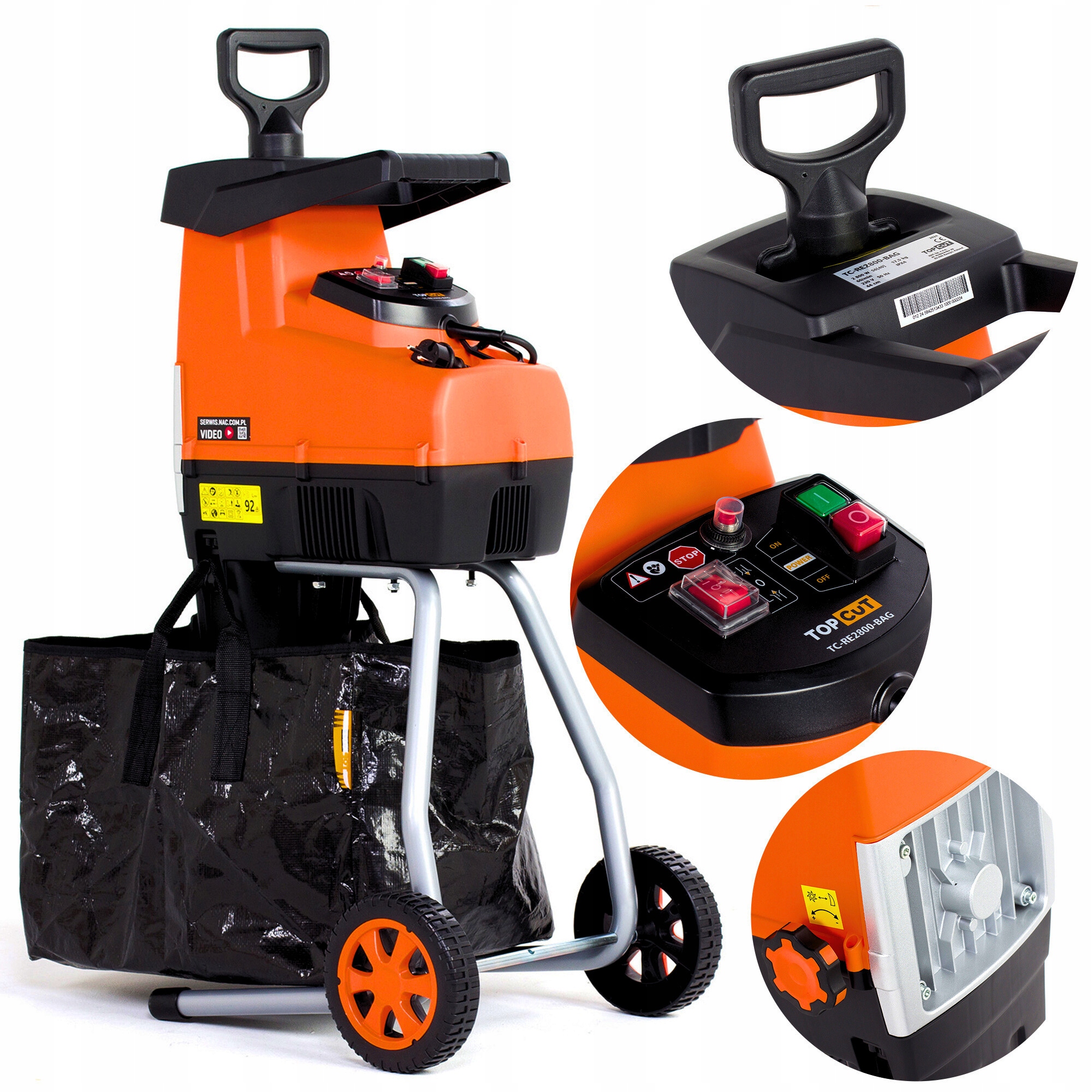 Elektrický Frézovací Drvič Konárov 2800 W, Štiepkovač Na Drevo, Nádoba