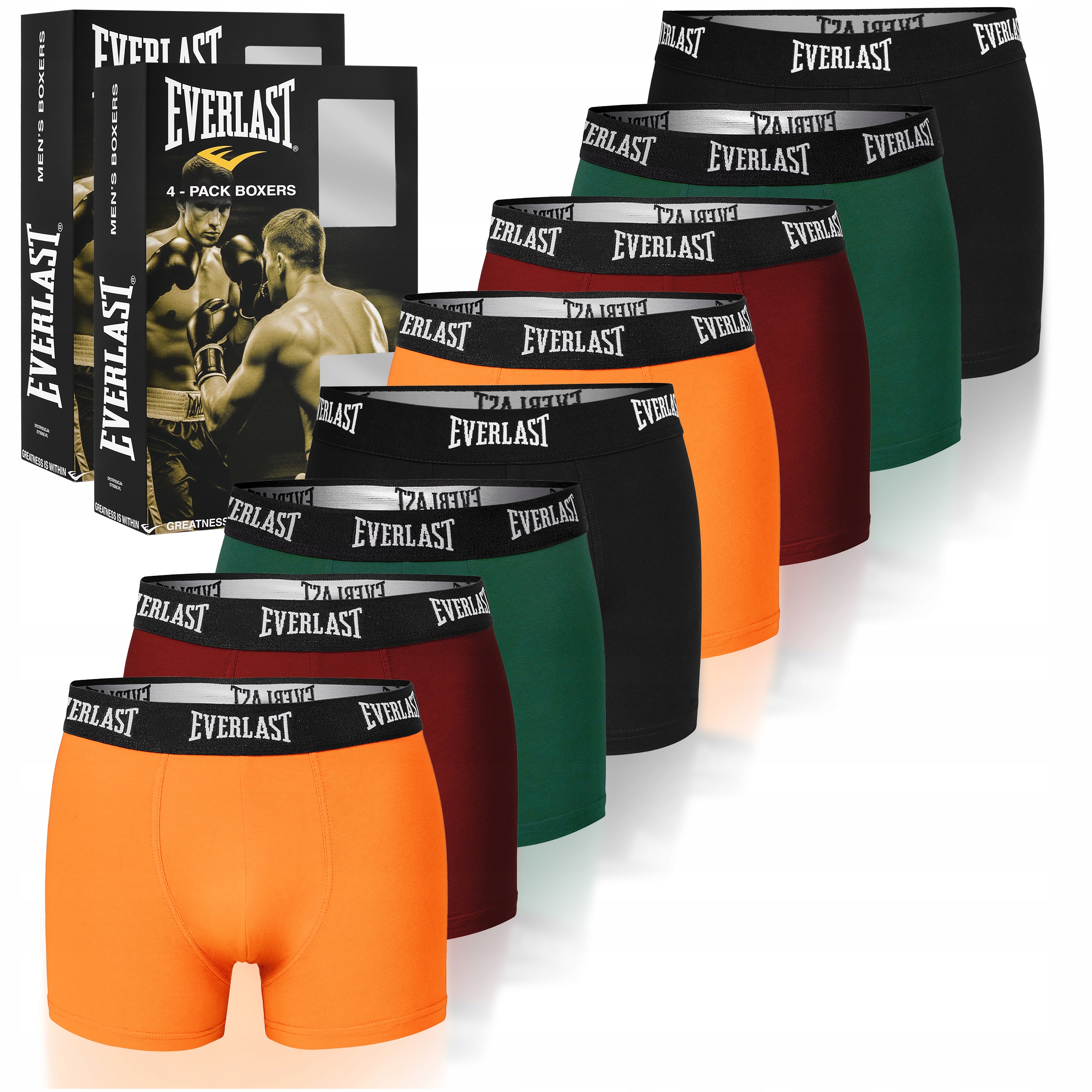 Everlast Bokserki Męskie 8 sztuk Zestaw Bawełna Mix Kolor Logo Rozmiar XL