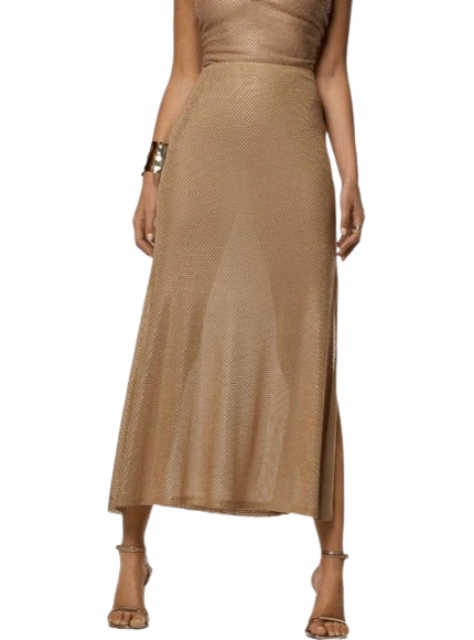 Karen Millen Sukně MIDI Ozdobná Béžová S Y1A