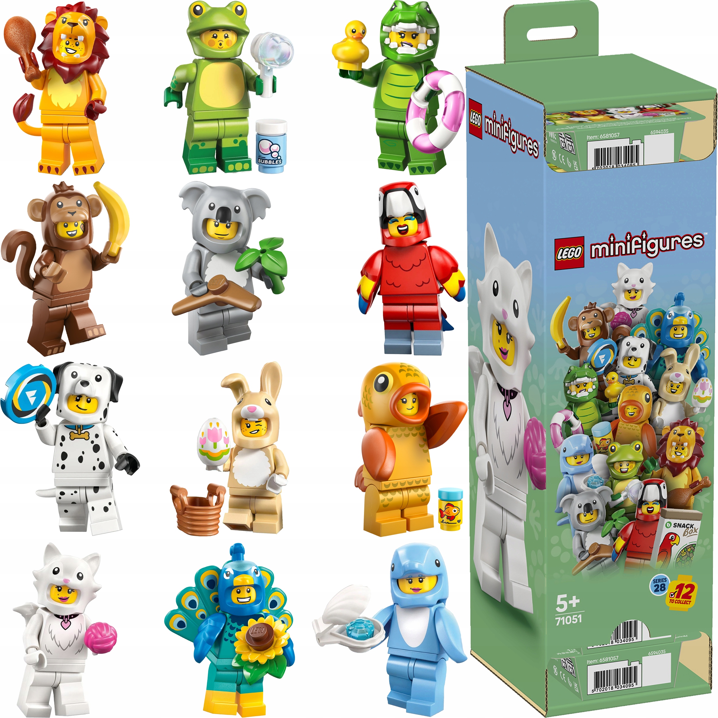 Lego Minifigures 71051 Seria 28 Zwierzęta – 1 Komplet 12 Sztuk