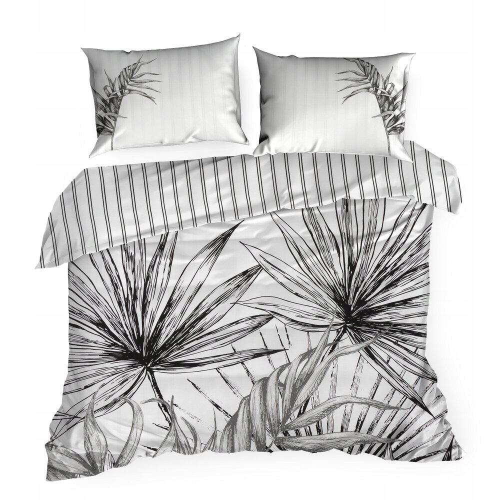 Posteľná Bielizeň z makosatínu Paloma 160x200 Eurofirany biela čierna, obojstranné pruhy