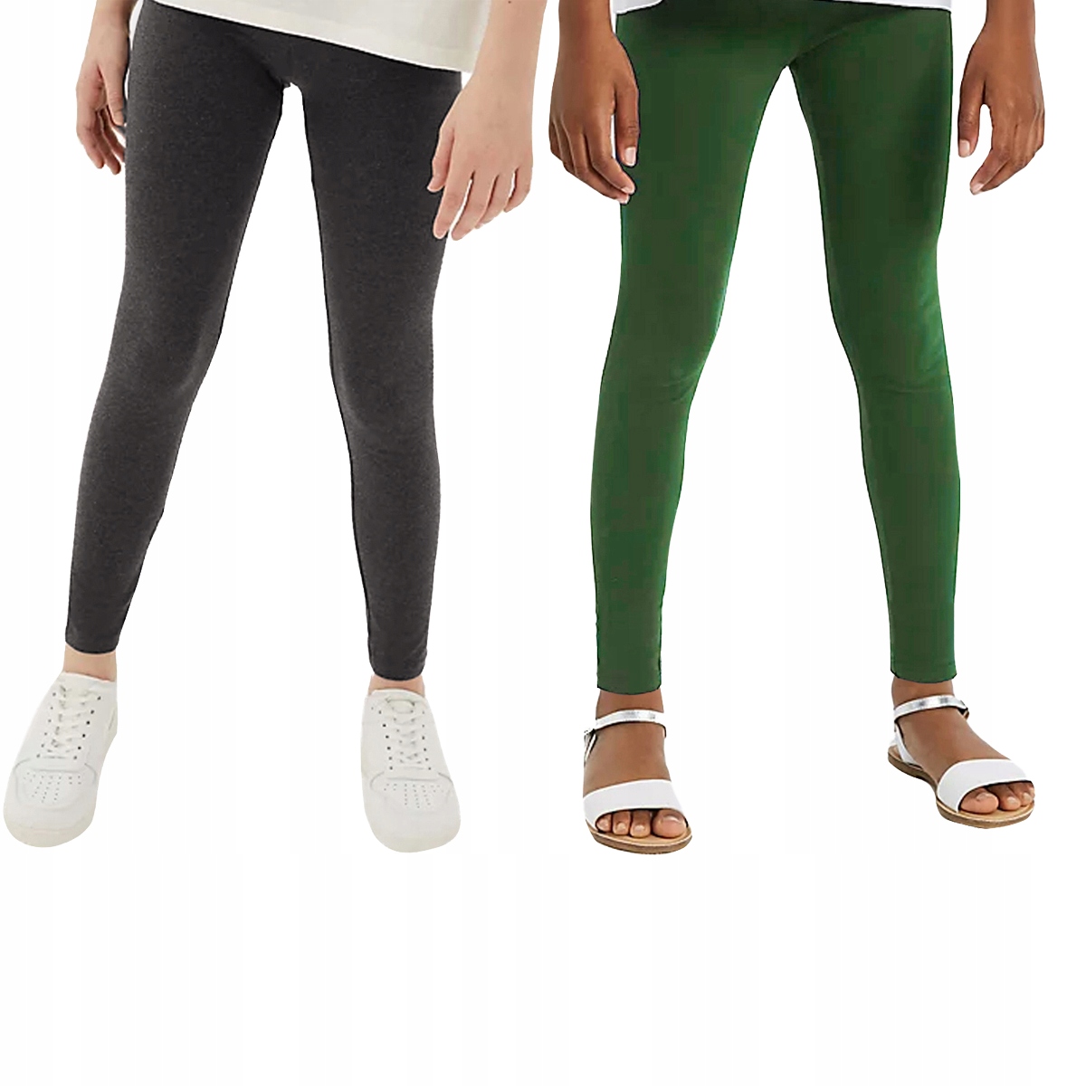 

2-PAK Legginsy gładkie Slim khaki grafit mel 134