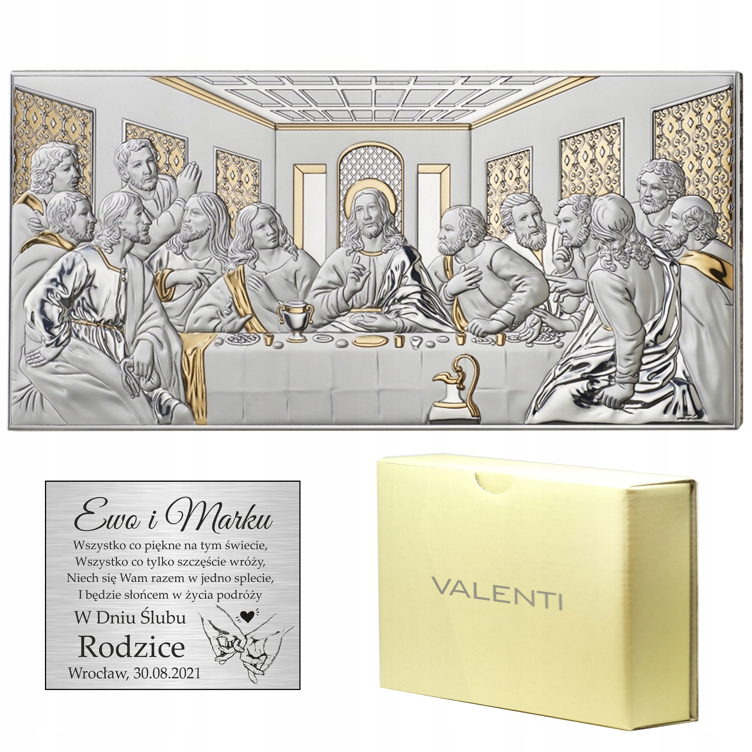 Poslední Večeře Velký Stříbrný Obraz S Gravírováním Křest Svatba Svaté Přijímání