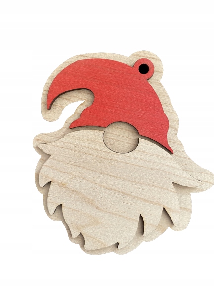 Bombka drewno 2 strony malowane czerwony choinka