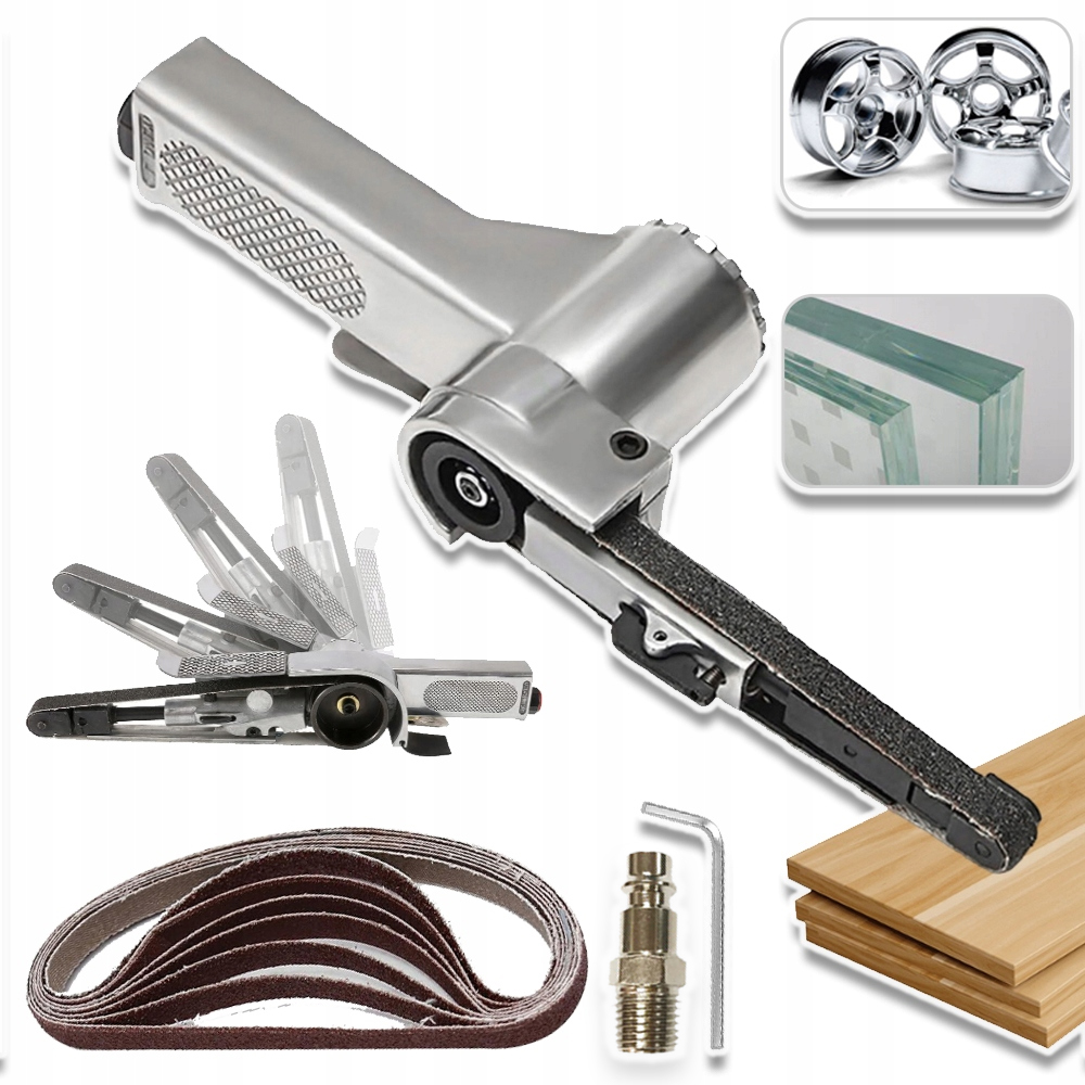 Pneumatická Pásová Bruska Tank 330*10 MM 16000 Ot/min S 10 Brusnými Pásy