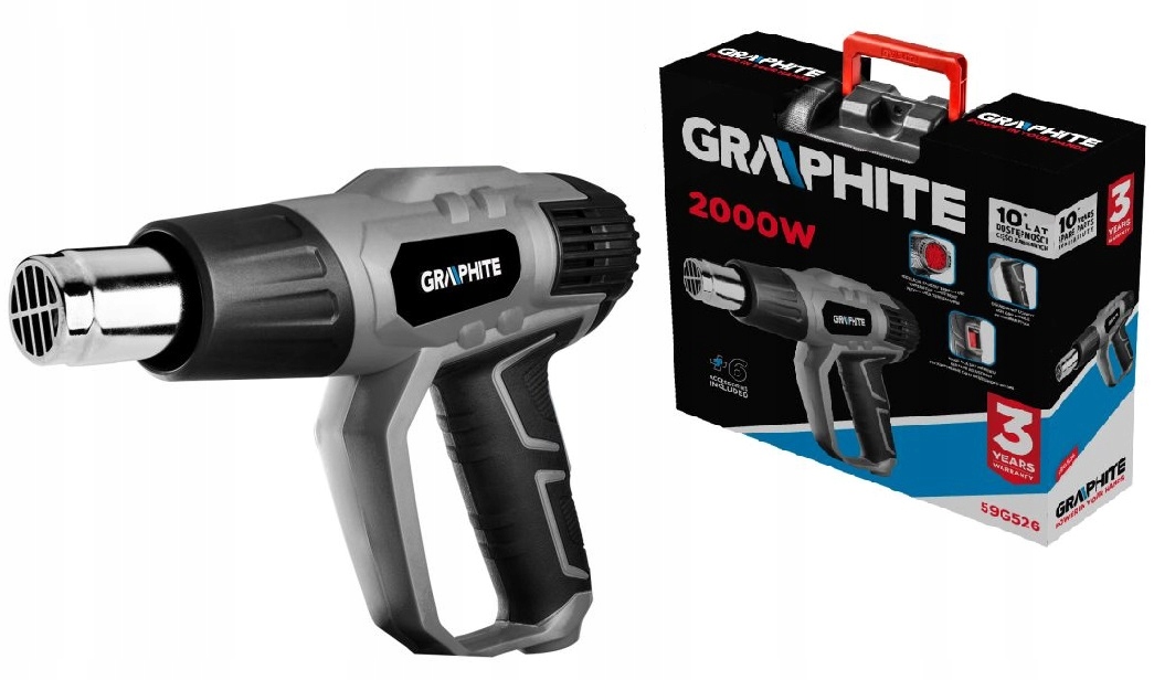 

Opalarka 2000W Zakres 50-550C 3 Biegi Graphite