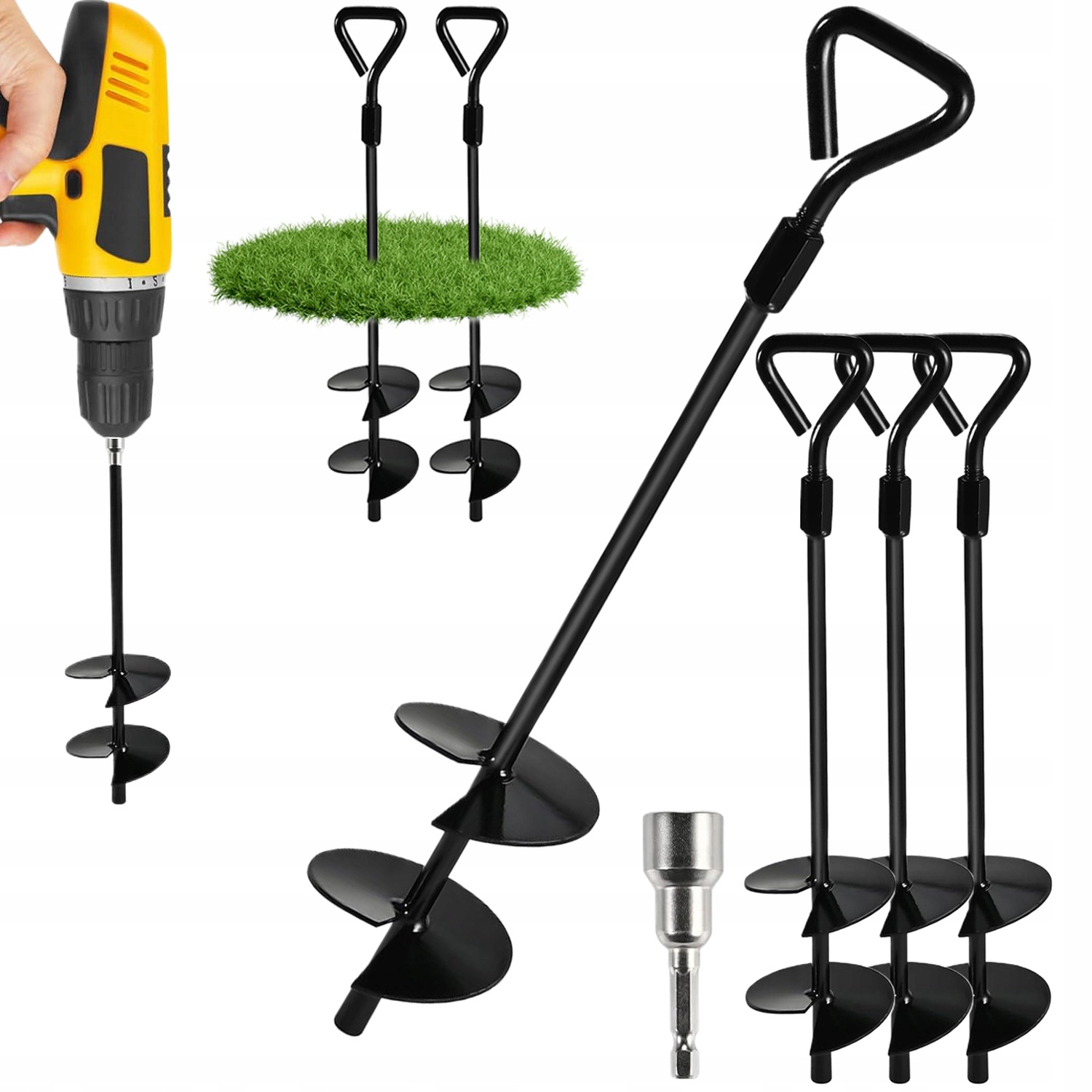 4 Śledzie do Namiotu 37cm Długie Szpilki Wkręcane Wojskowe Kotwy Metalowe