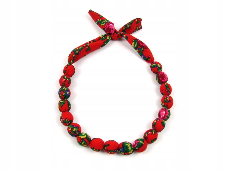 KORALE materiałowe góralskie czerwone KOMPLET Marka Inna marka