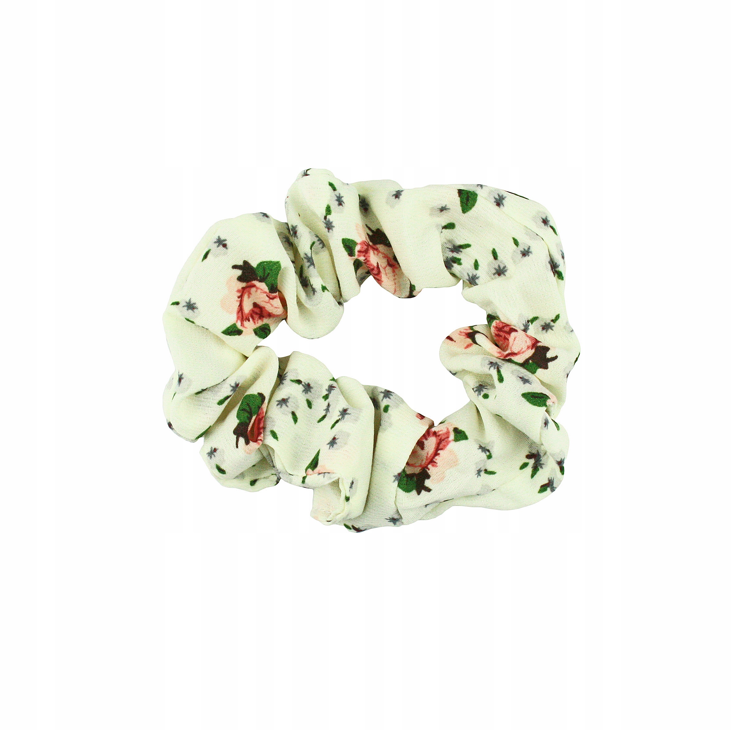 GUMKA DO WŁOSÓW BIAŁA W KWIATKI OWIJKA SCRUNCHIE Marka Tissino