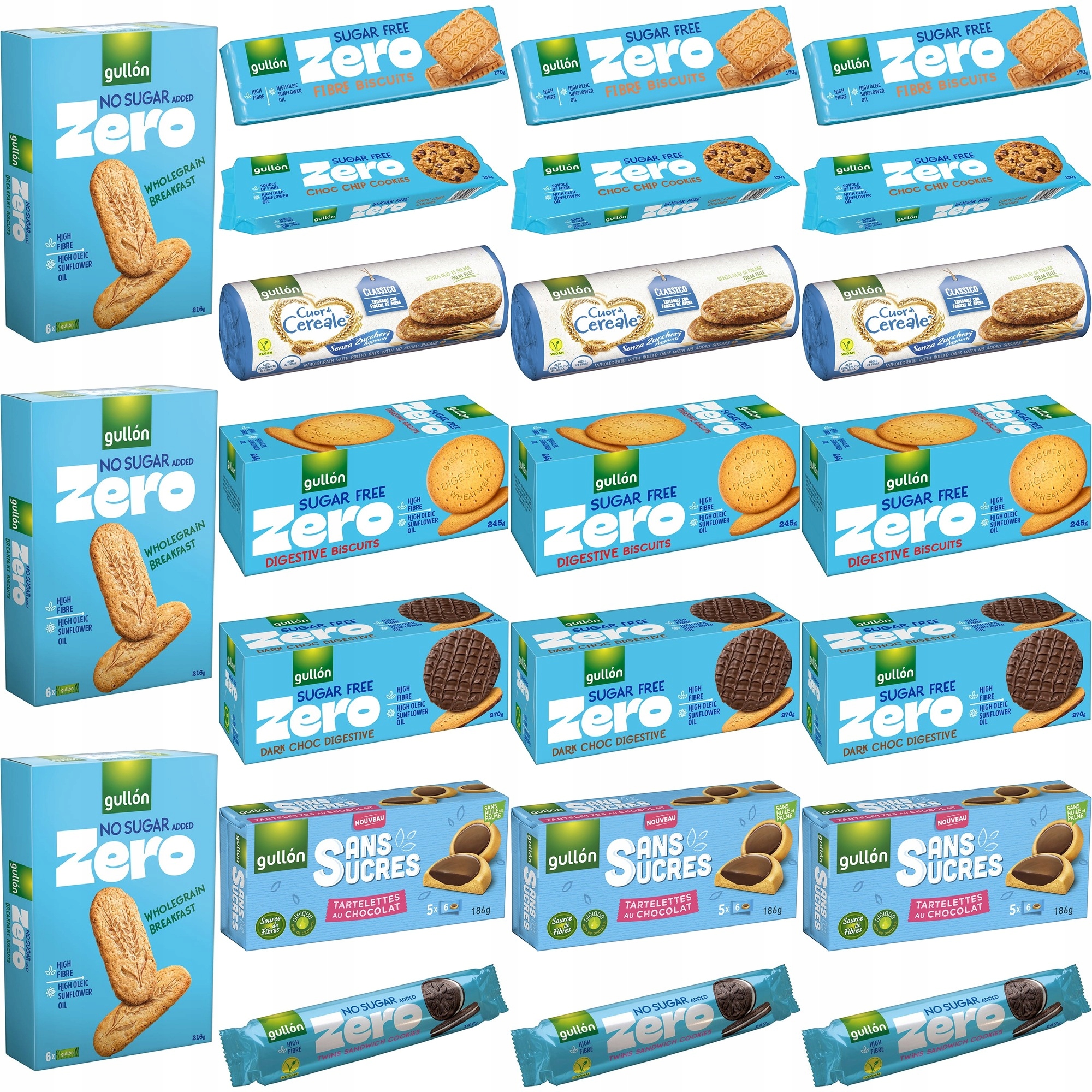 Zestaw ciasteczek Gullon bez dodatku cukru MIX smaków 24 szt.