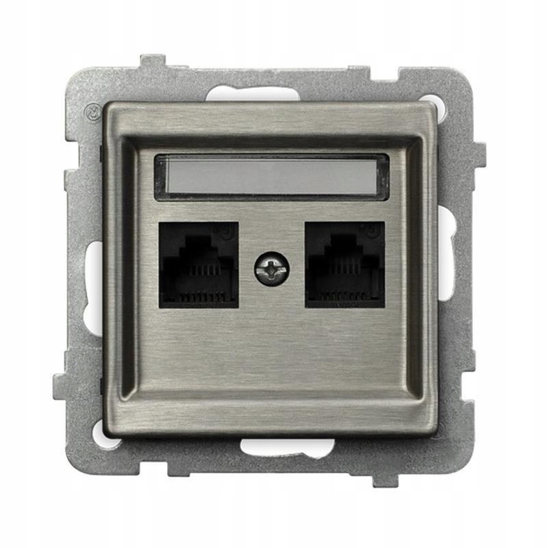 Ospel Sonáta ocel nerez počítačová zásuvka kat.5e GPK-2RMK/m/37