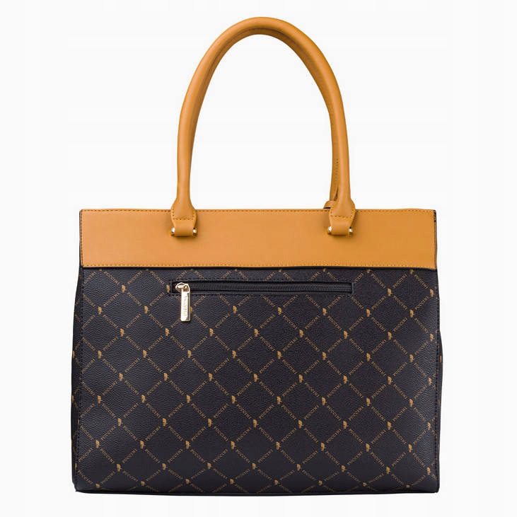 Torebka shopperka Puccini Monogram BLXP0040 brąz Materiał dominujący skóra ekologiczna