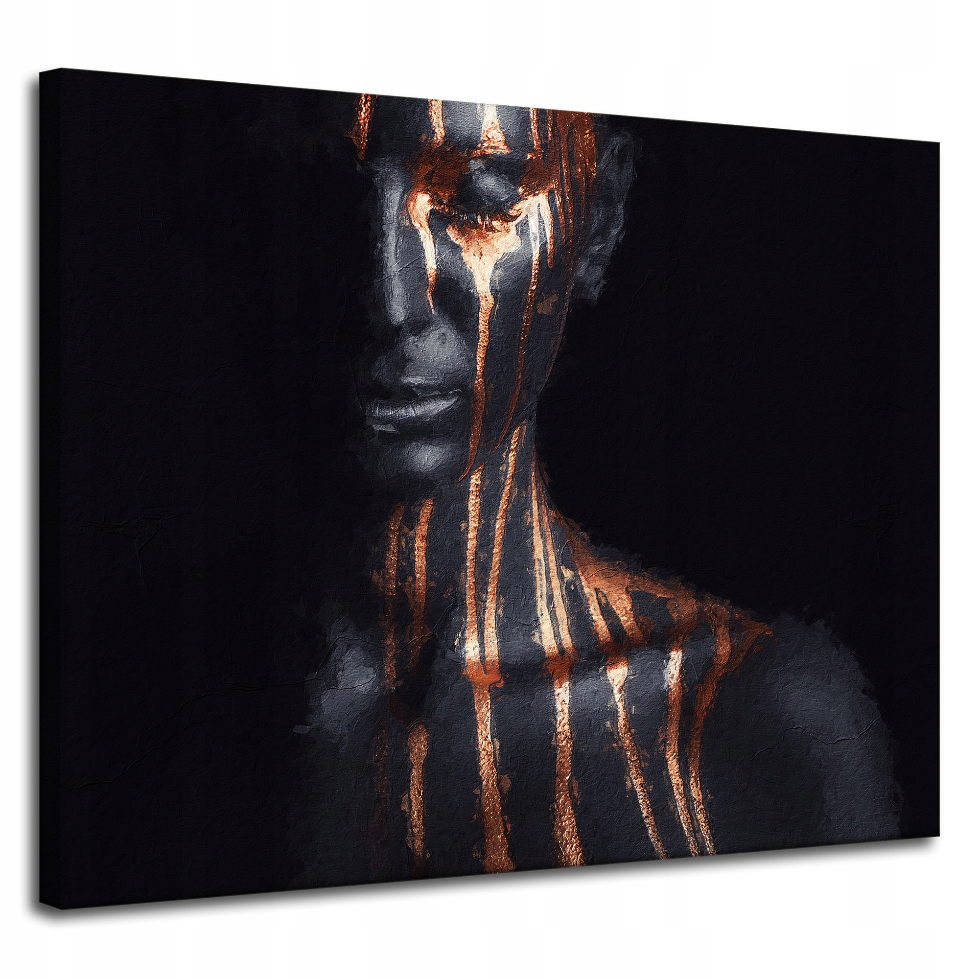Obraz na plátně Černá žena Hnědé pruhy Umění 100x80 cm