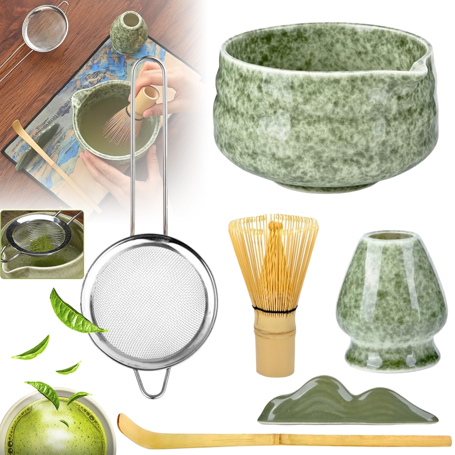 Sada Příslušenství Pro Přípravu Čaje Matcha Matchawan Šálek Metla 7 Ks