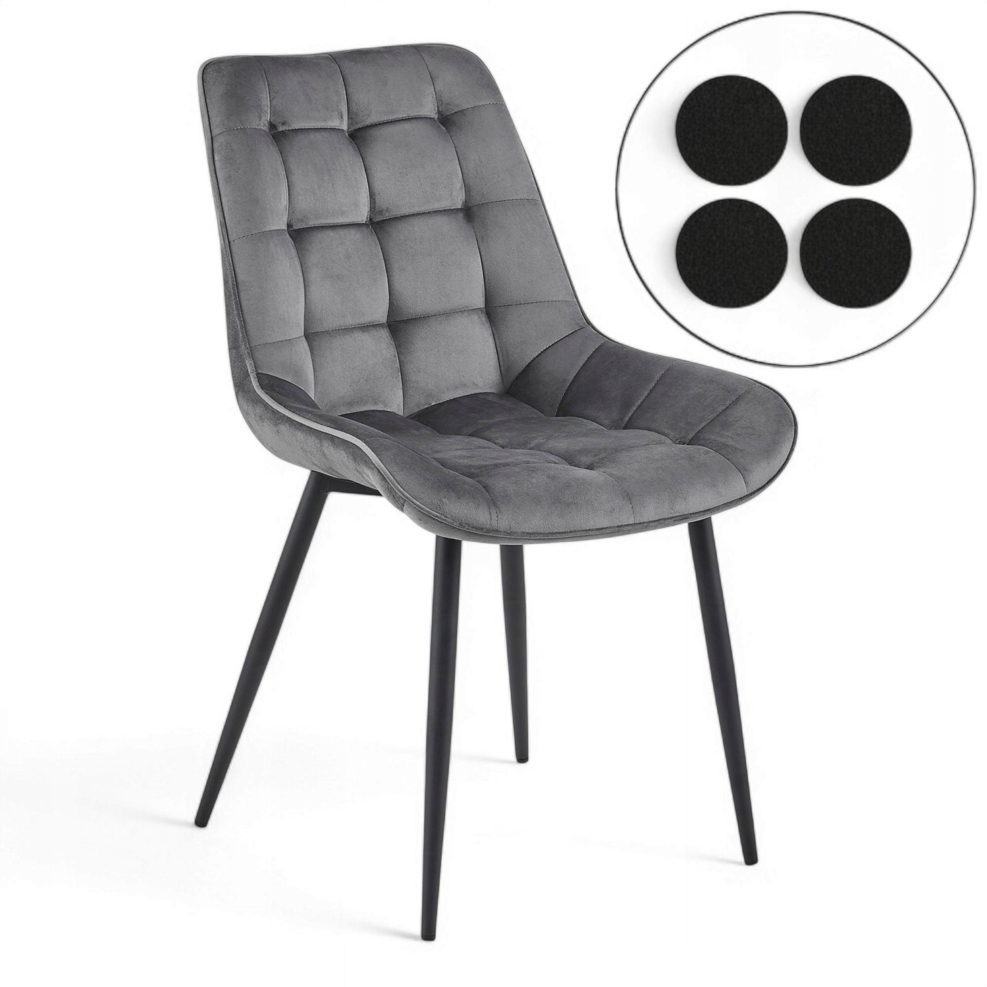 Krzesło Tapicerowane Welurowe Nowoczesne Do Salonu Szare Filc