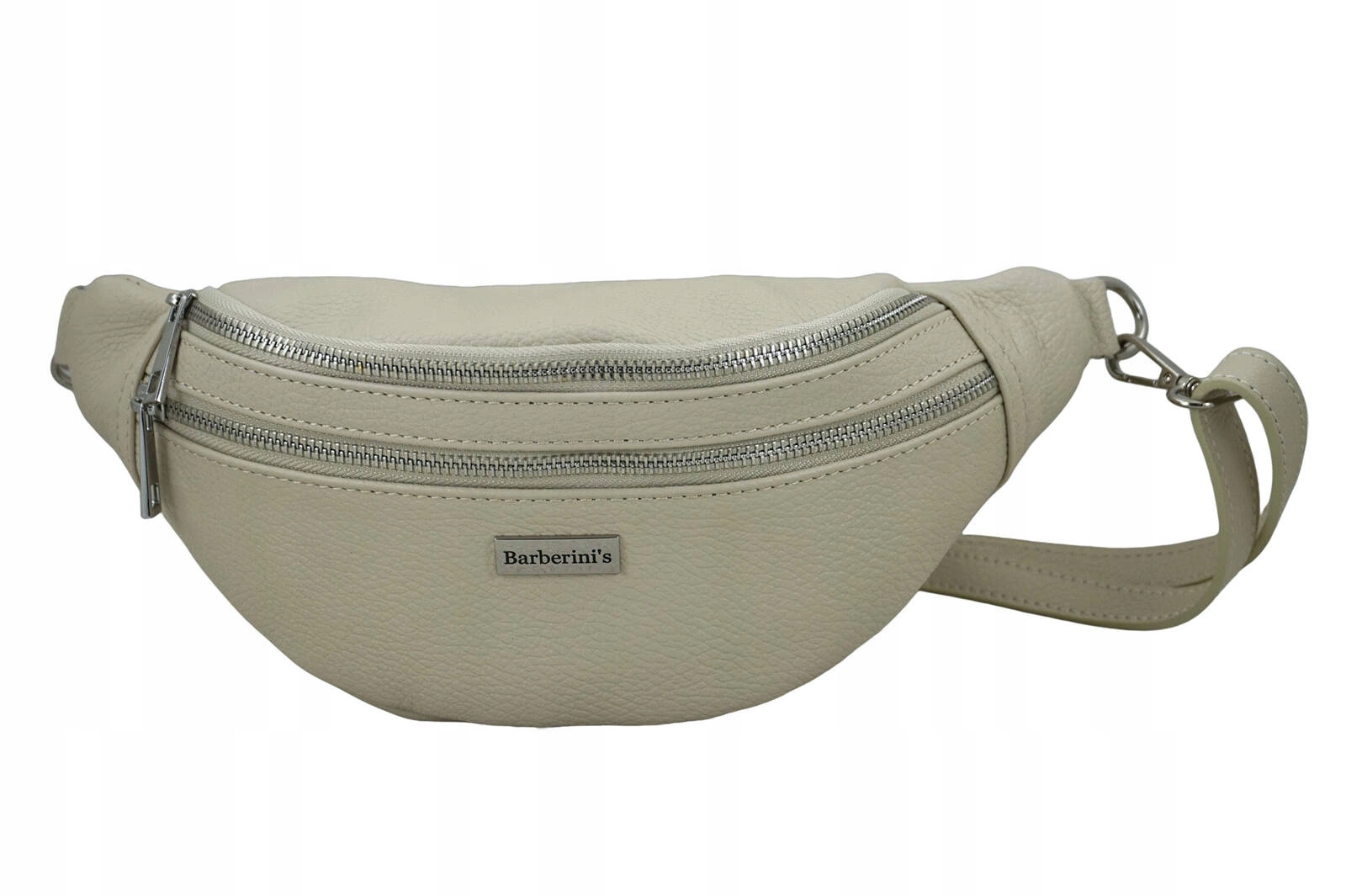 Funkcjonalna saszetka nerka damska ze skóry naturalnej Beżowa jasna