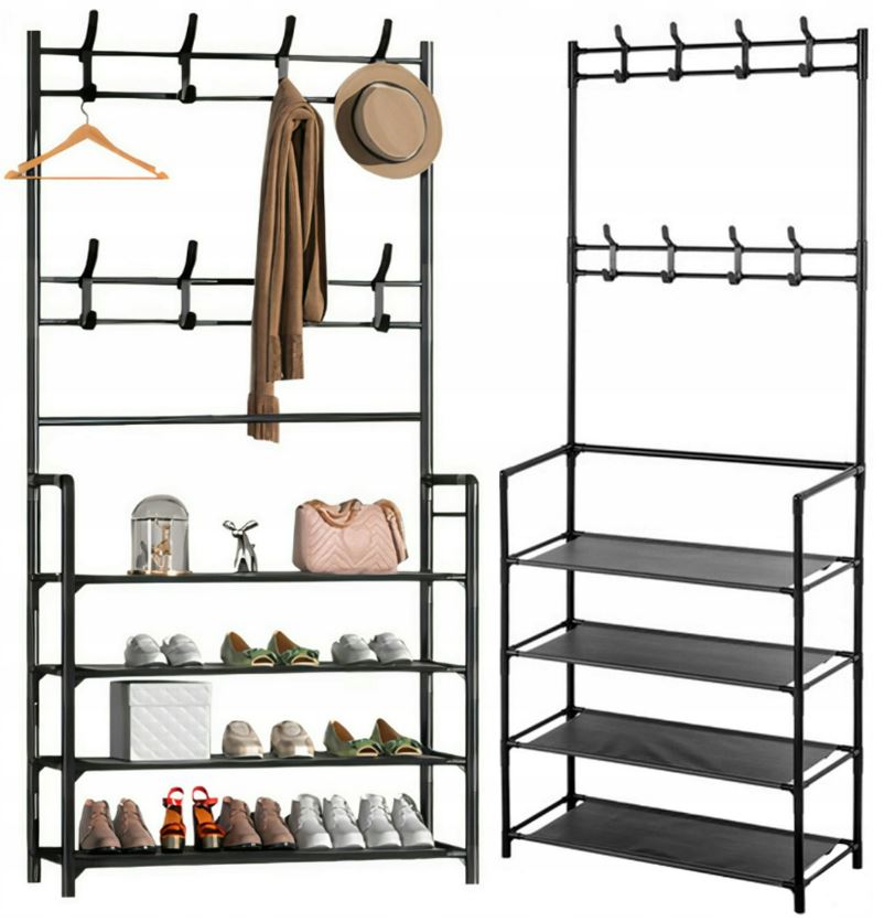 WIESZAK STOJAK NA UBRANIA BUTY Z PÓŁKĄ PODŁOGOWY STOJĄCY LOFT METALOWY