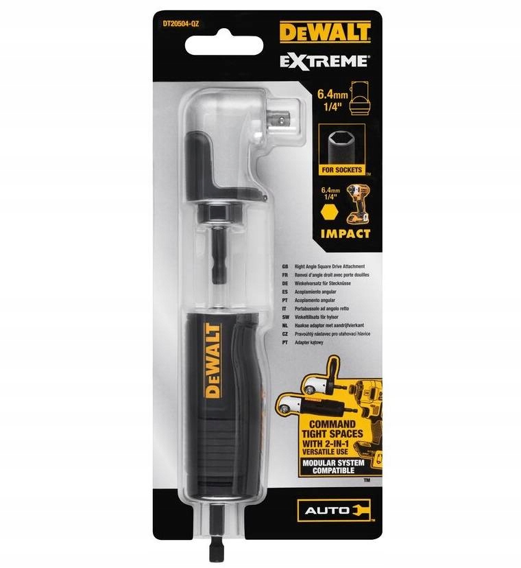 Adapter kątowy Hex na 1/4" do zakrętarek Oryginał Dewalt DT20504