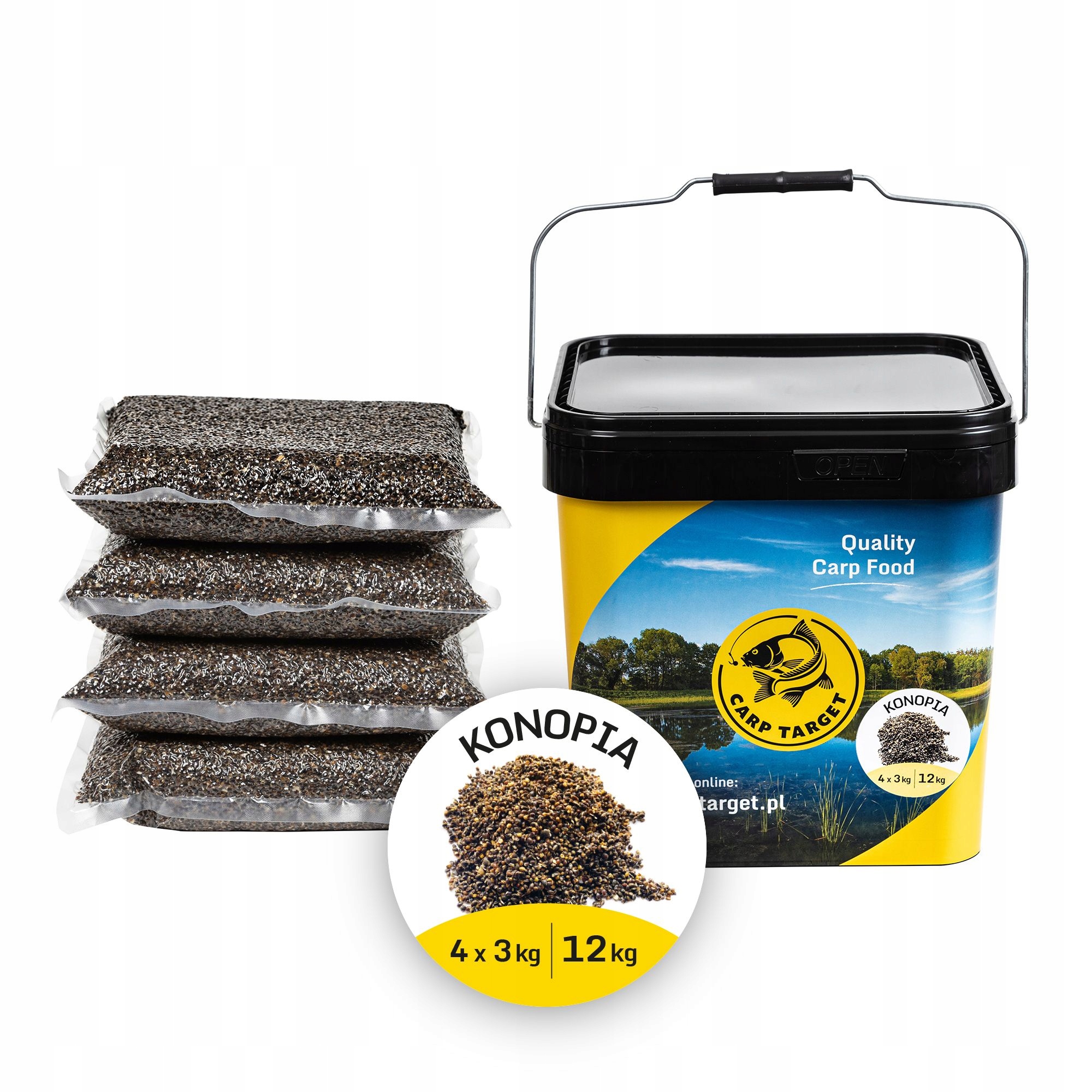 Konopí Hotová Návnada 12 kg (4x3 kg) Kbelík 17 l