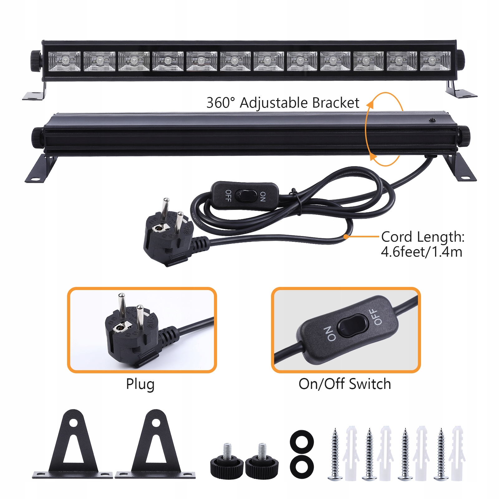 Światło UV LED, 36W 12 diod LED Blacklight Bar Model UV LED Light