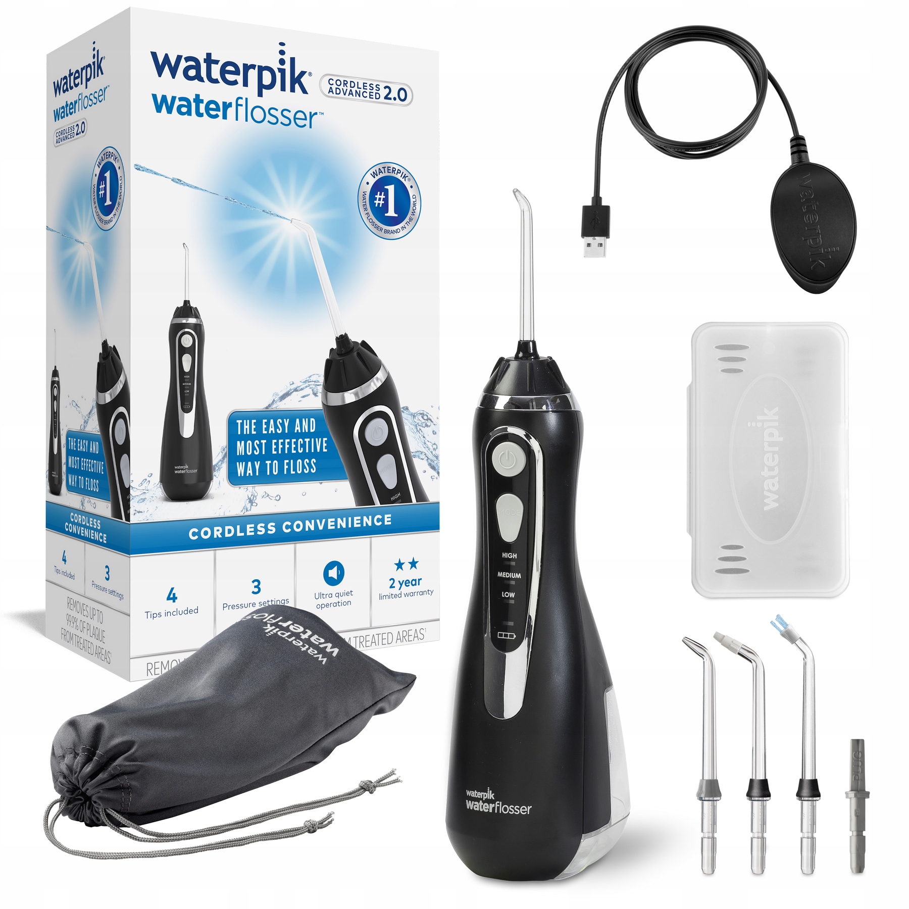 Irygator bezprzewodowy Waterpik WP-582EU Cordless Advanced 2.0 Czarny