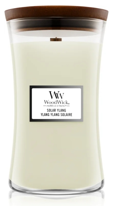 Vonná svíčka sójová Sorar Ylang Woodwick velká 610 g Dřevěný knot