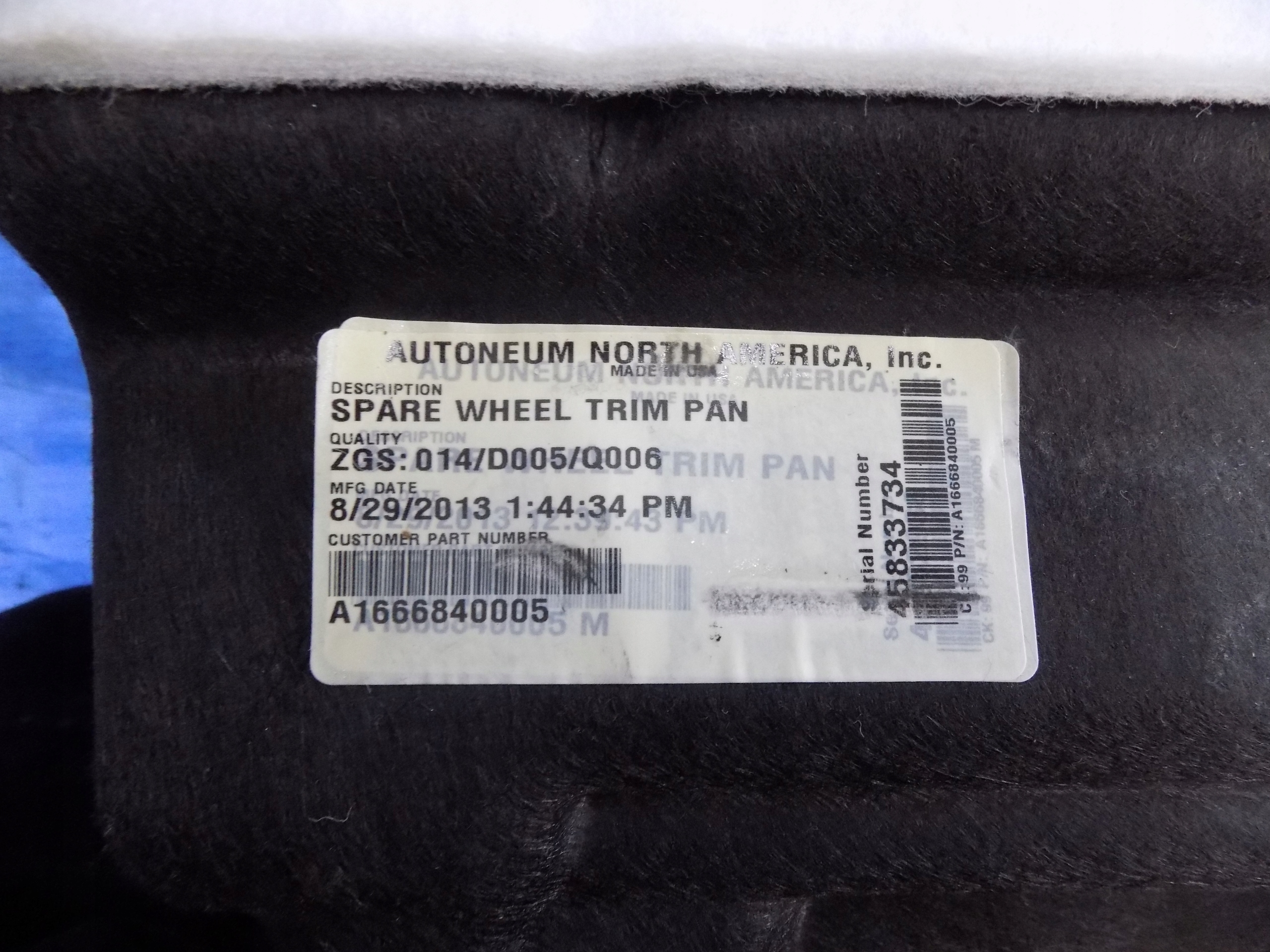 carpet boot floor well MERCEDES ML W166 3,0CDI 13R