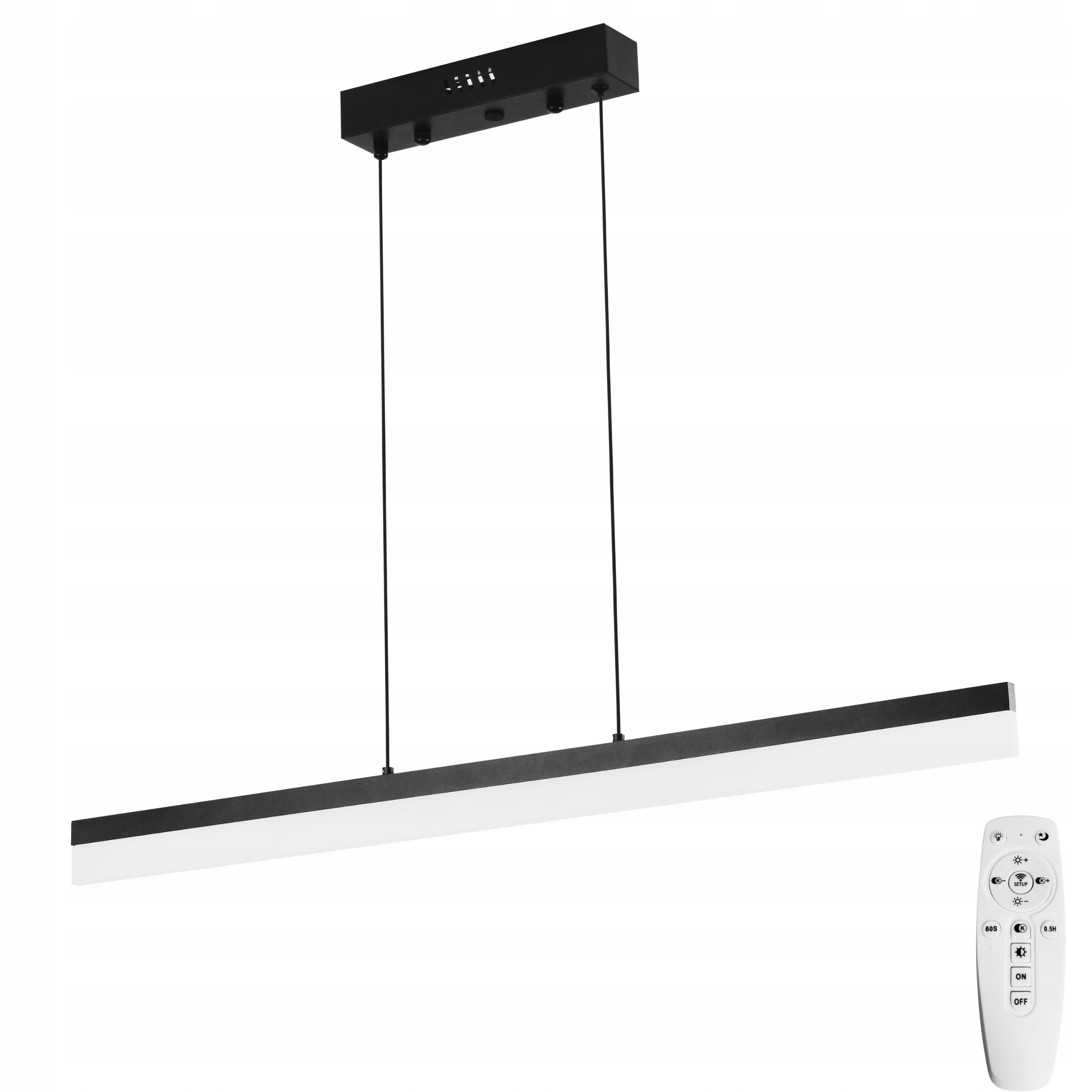 Stropní Svítidlo moderní závěsná Led Lustr Dálkový Ovladač 30W 80cm černá nad stůl