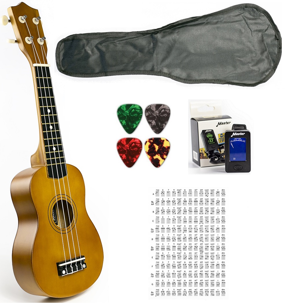 

Ukulele Sopranowe +tuner+tabela+pokrowiec Brązowy