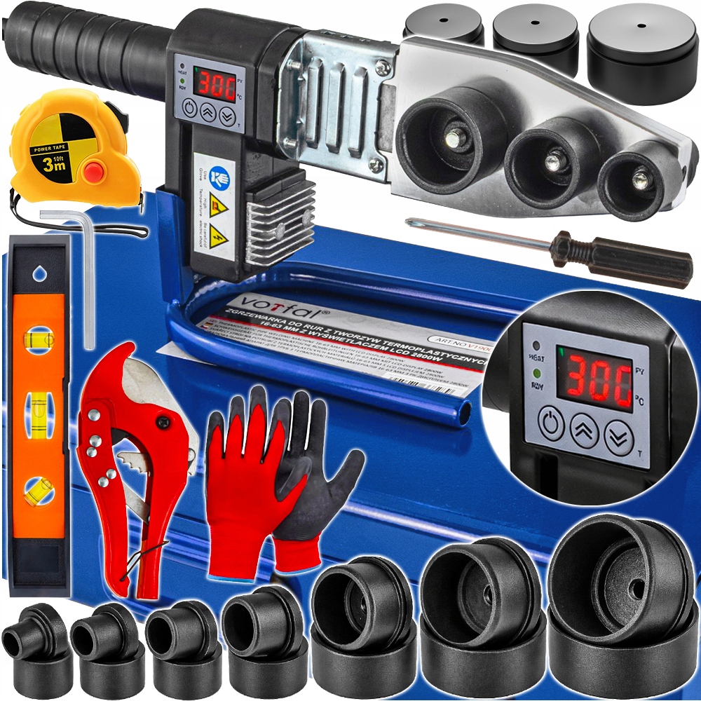 ZGRZEWARKA DO RUR PP PCV POLIFUZYJNA Z WYŚWIETLACZEM 2800W MATRYCE WALIZKA