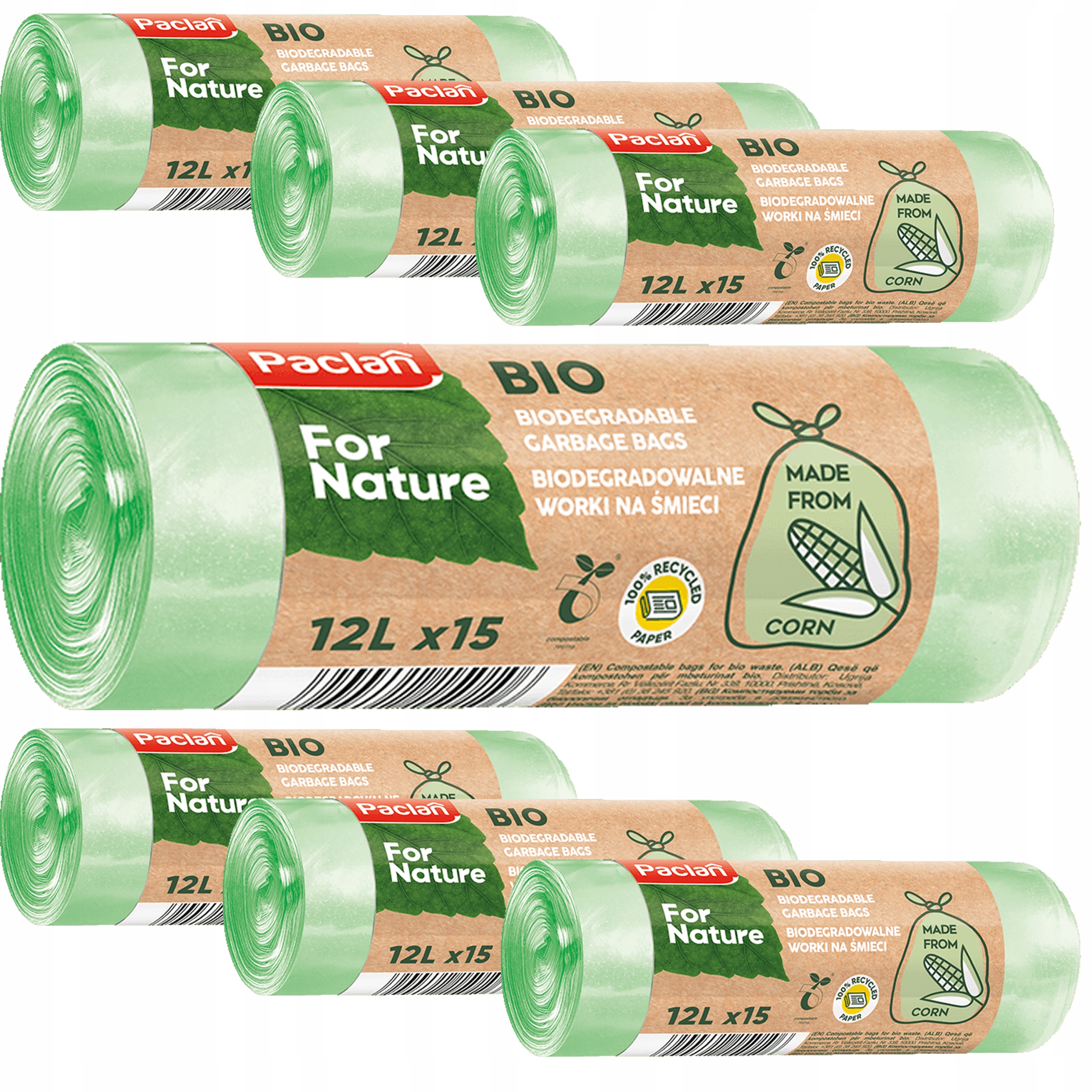 

Kompostowalne Biodegradowalne worki 105szt-12l bio