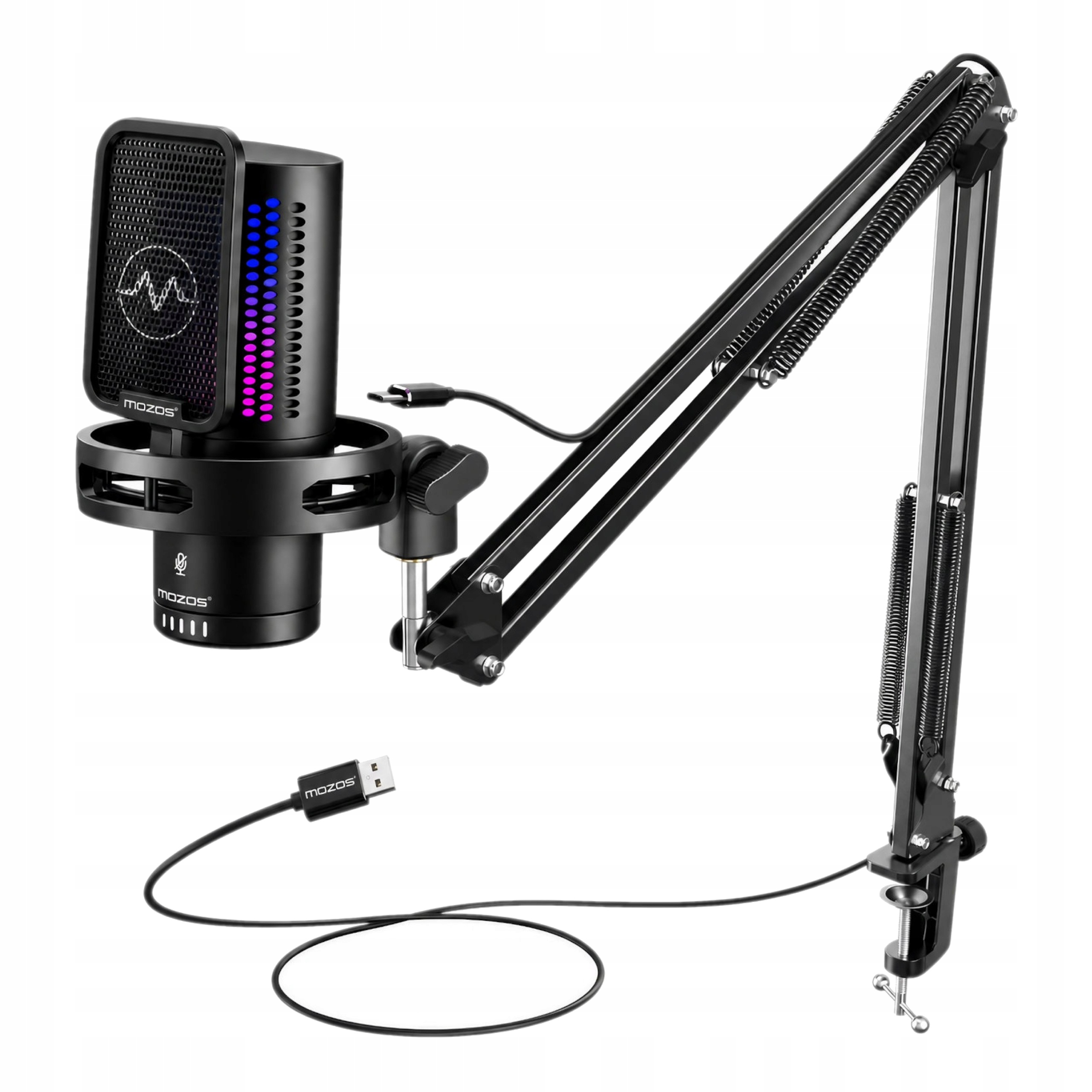Mikrofon Pro Počítač Usb Podsvícení Rgb Stolní Držák Pop Filtr