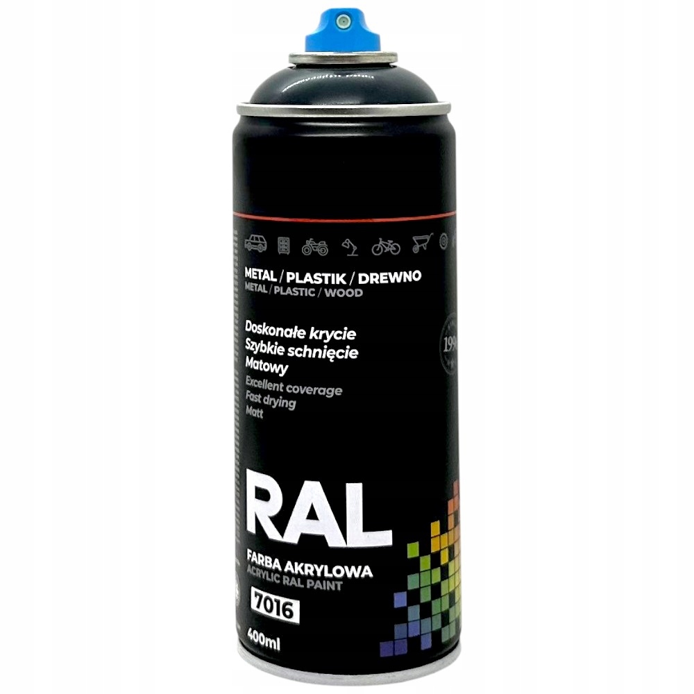 Uniwersalny Matowy Lakier Akrylowy Ral 7016 Antracyt Mat Spray 400ML