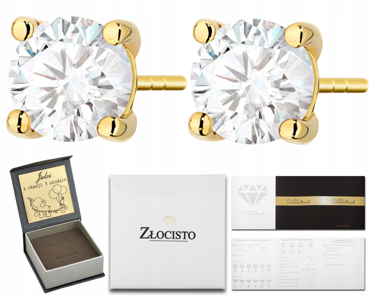 Zlaté Náušnice S Brilianty 2,00 Ct Šroubovák Klasický Se 4 Tlapkami 585