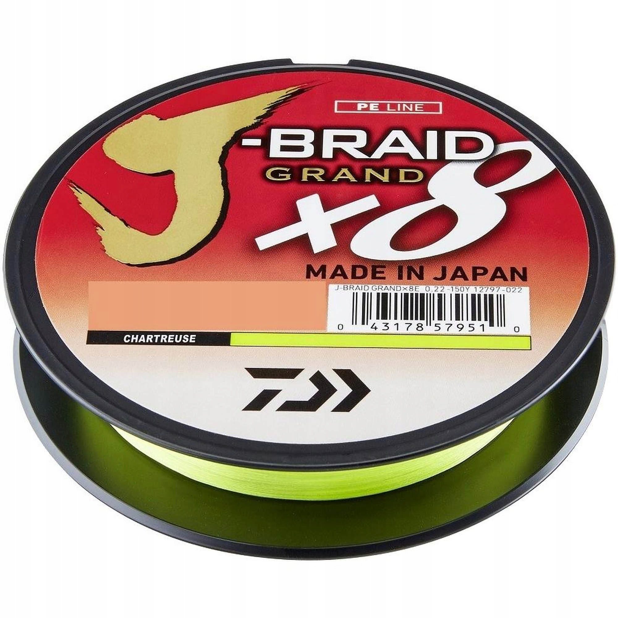 Plecionka Daiwa J Braid Grand X8 0,16mm 135m Chartreuse