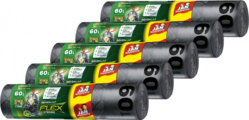 

Jan Niezbędny Worki na śmieci czarne 60l 10szt x5