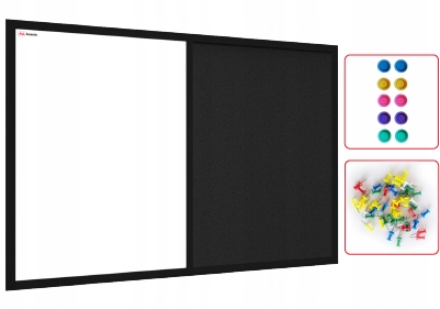 

Tablica Combi czarna korkowa magnetyczna 90x60 cm