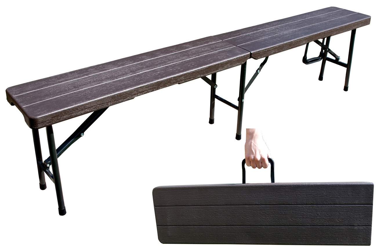ŁAWKA SKŁADANA 180 cm OGRODOWA wzór DESKA brązowa