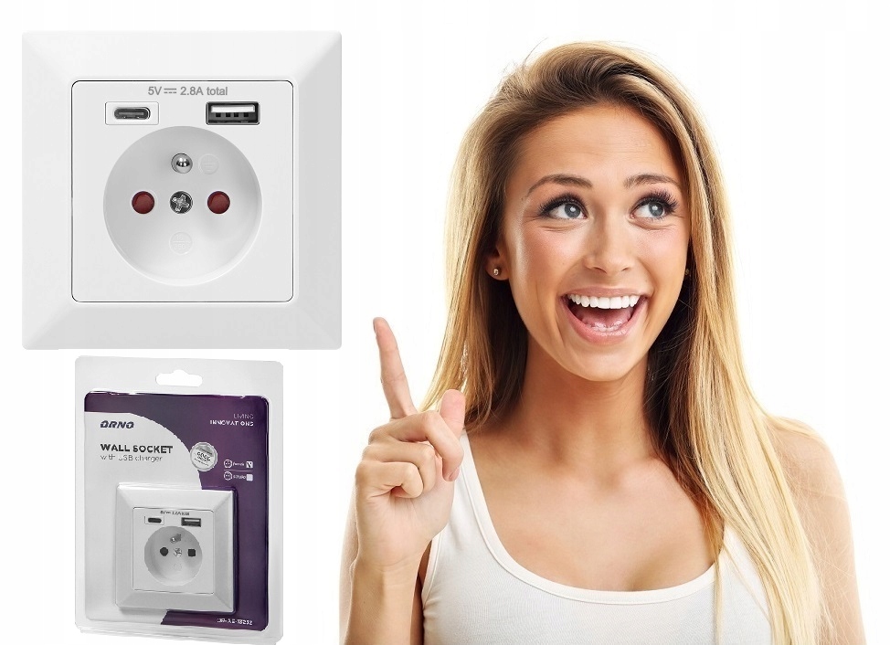 

Gniazdko Elektryczne Podtynkowe 230V 2X Usb A/c