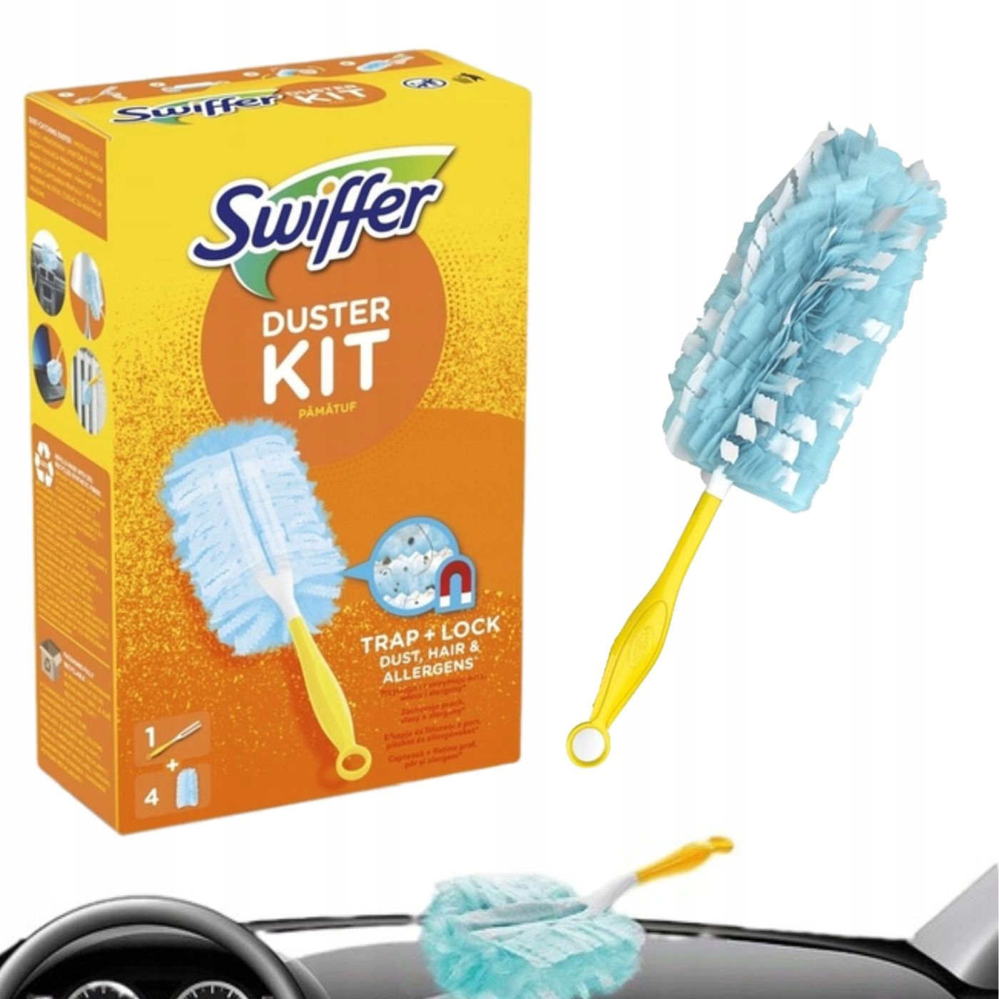 Swiffer Duster Miotełka do Czyszczenia Sprzątania kurzu 1 Rączka 4 wkłady