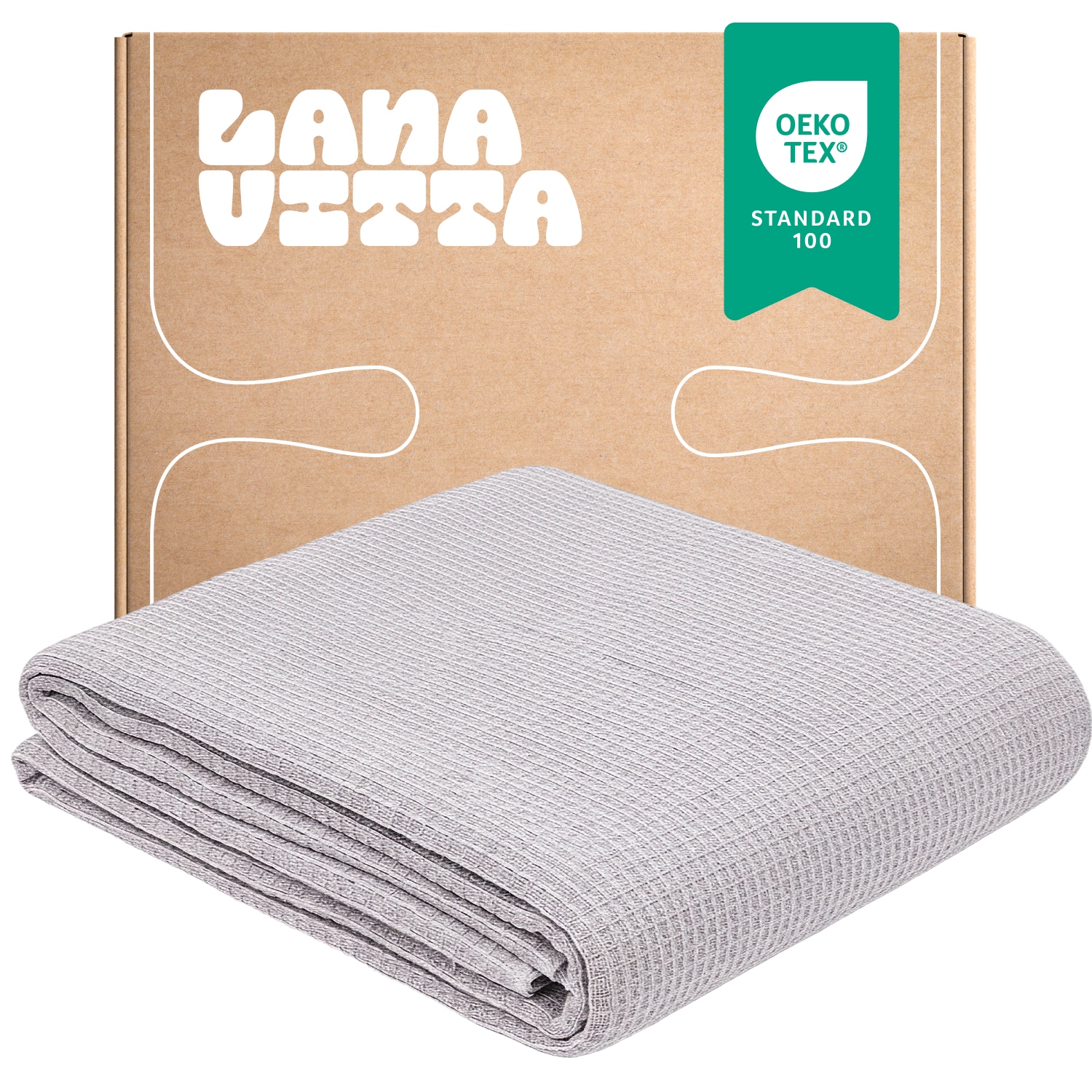 Bavlněná deka „Verbena“ Přehoz na postel Pled Šedá 200×220 cm