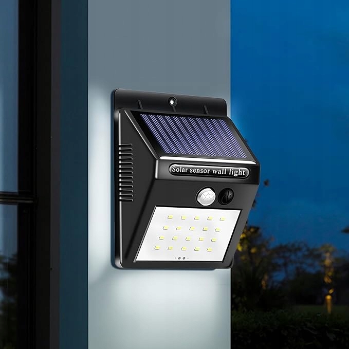 LAMPA LED SOLARNA Z CZUJNIKIEM OGRODOWA ZEWNĘTRZNA Kształt prostokątny