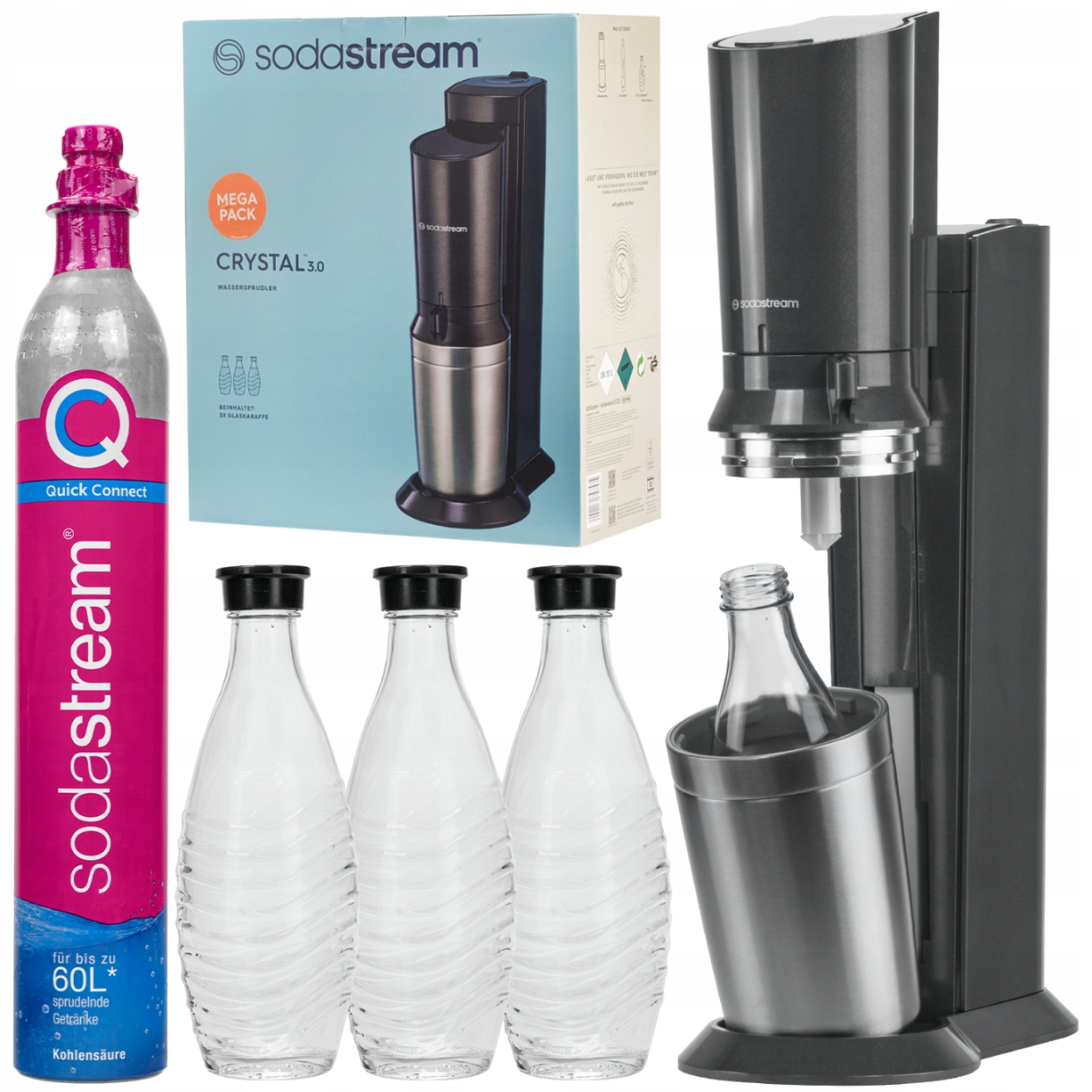 Saturator SodaStream Crystal 3.0 Titan QuickConnect 3 karafki