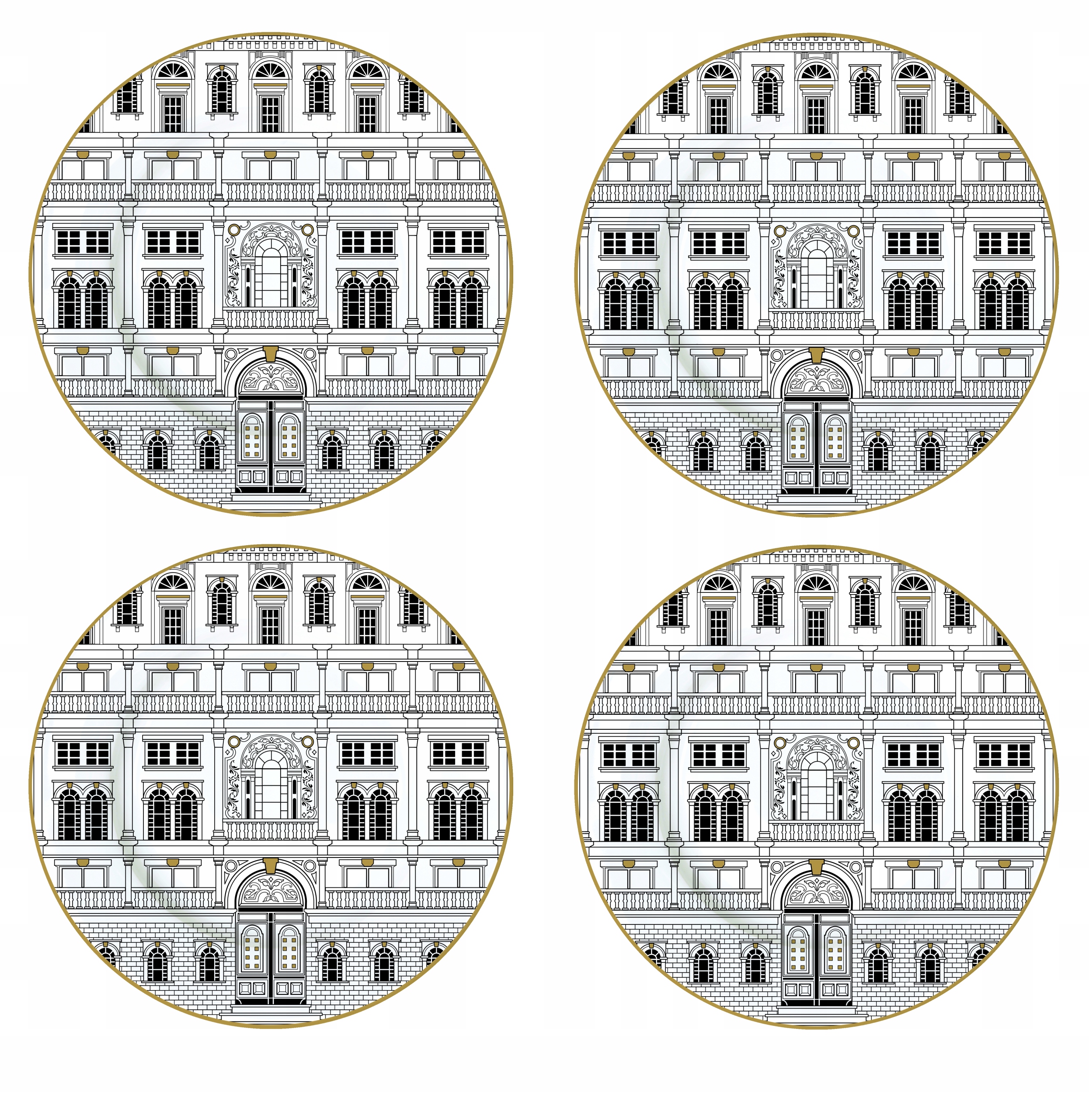 4 x talířek dezertní 19 cm, motiv Versace, italská bílá sada