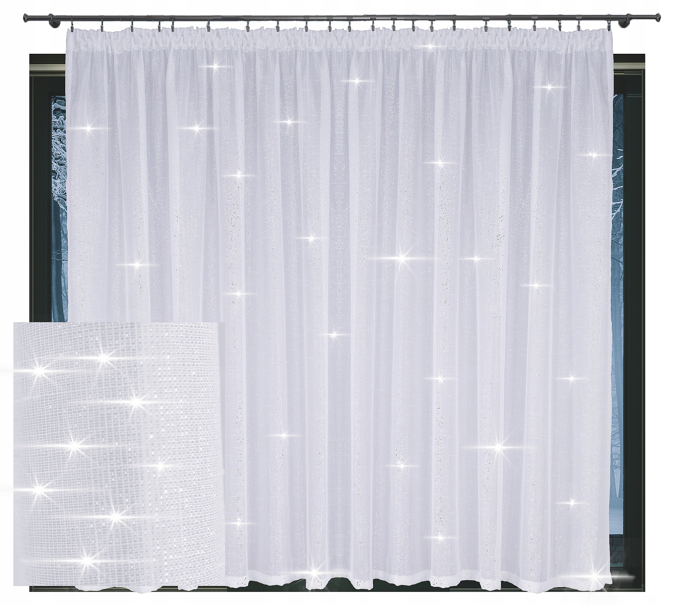 

Gotowa Firana 200x220 Batyst Szron Srebrna Nić