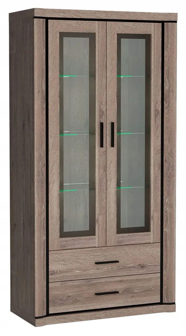 Szeroka witryna do salonu DALLAS D-17 dąb truflowy Marka Jarstol