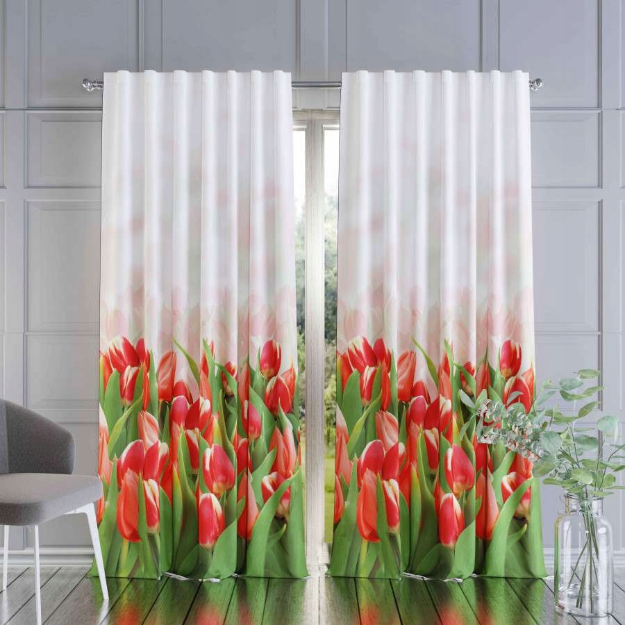 

Zasłona gotowa Tulipany kwiaty łąka 150x250cm