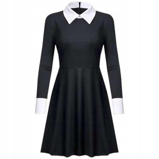 

Strój Wednesday Addams czarna sukienka 122-128