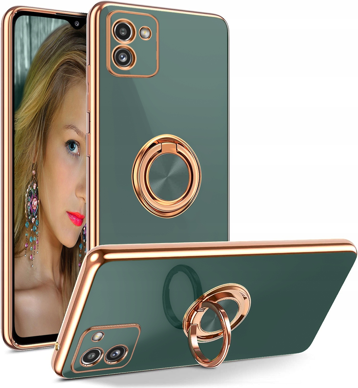

Etui Silicone Ring Szkło do Samsung Galaxy A03