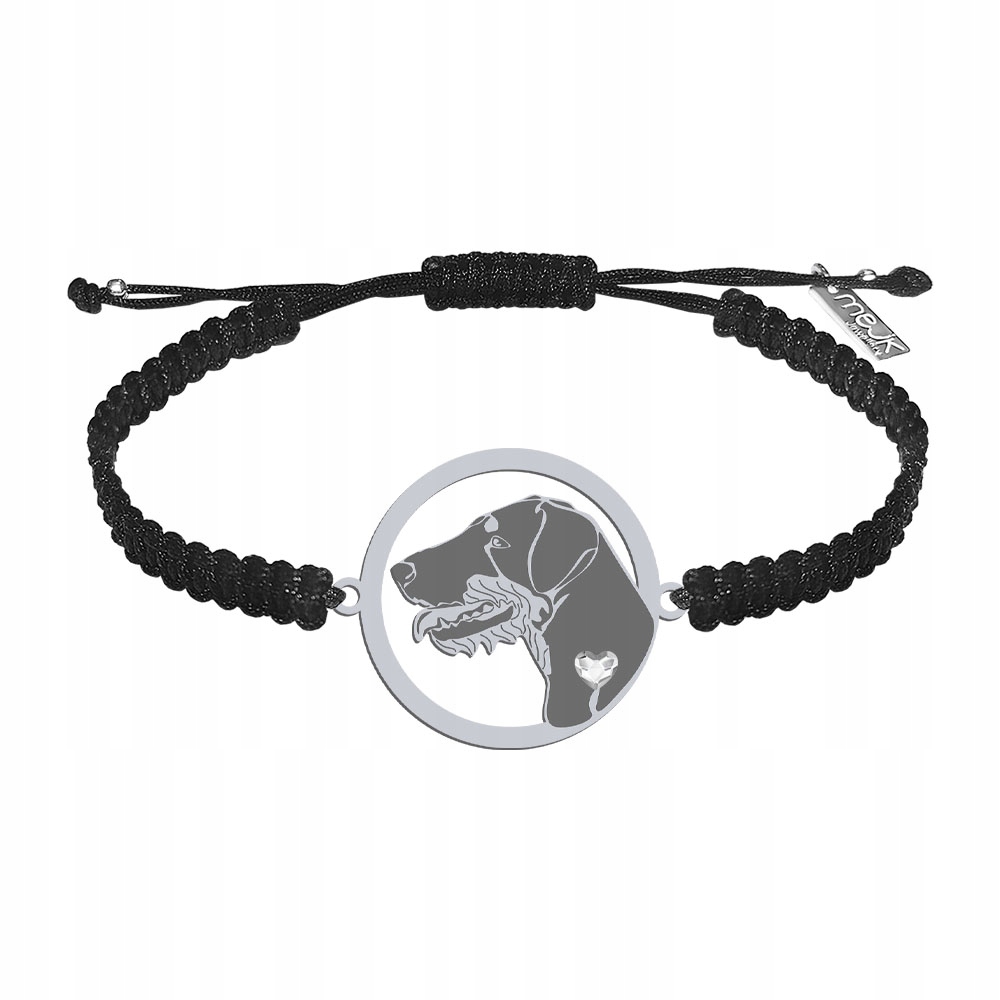 Stříbrný náramek z německého loveckého teriéra 925 Makramé Gravírování